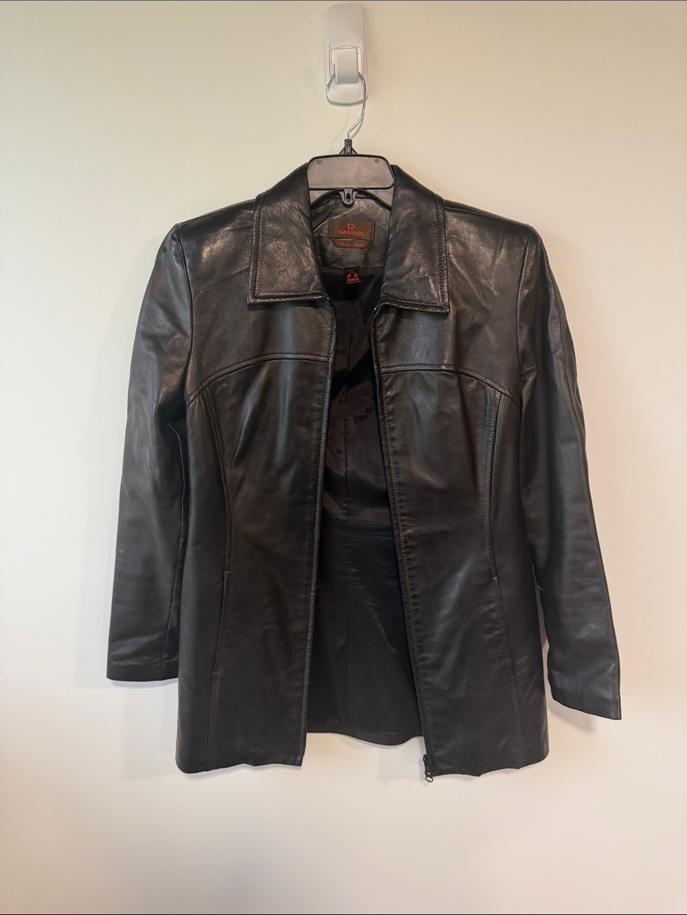 Danier Black Leather Mid-Length Jacket for Women